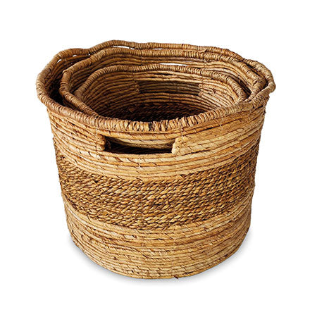 Hand woven baskets from banana leaf with 2 handles for easier carrying.