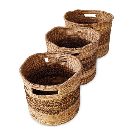 Hand woven baskets from banana leaf with 2 handles for easier carrying.
