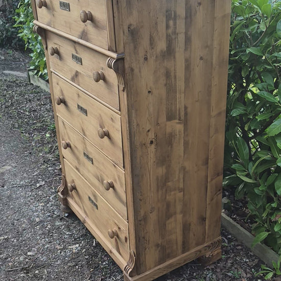 Tall Antique Pine Chest of Drawers