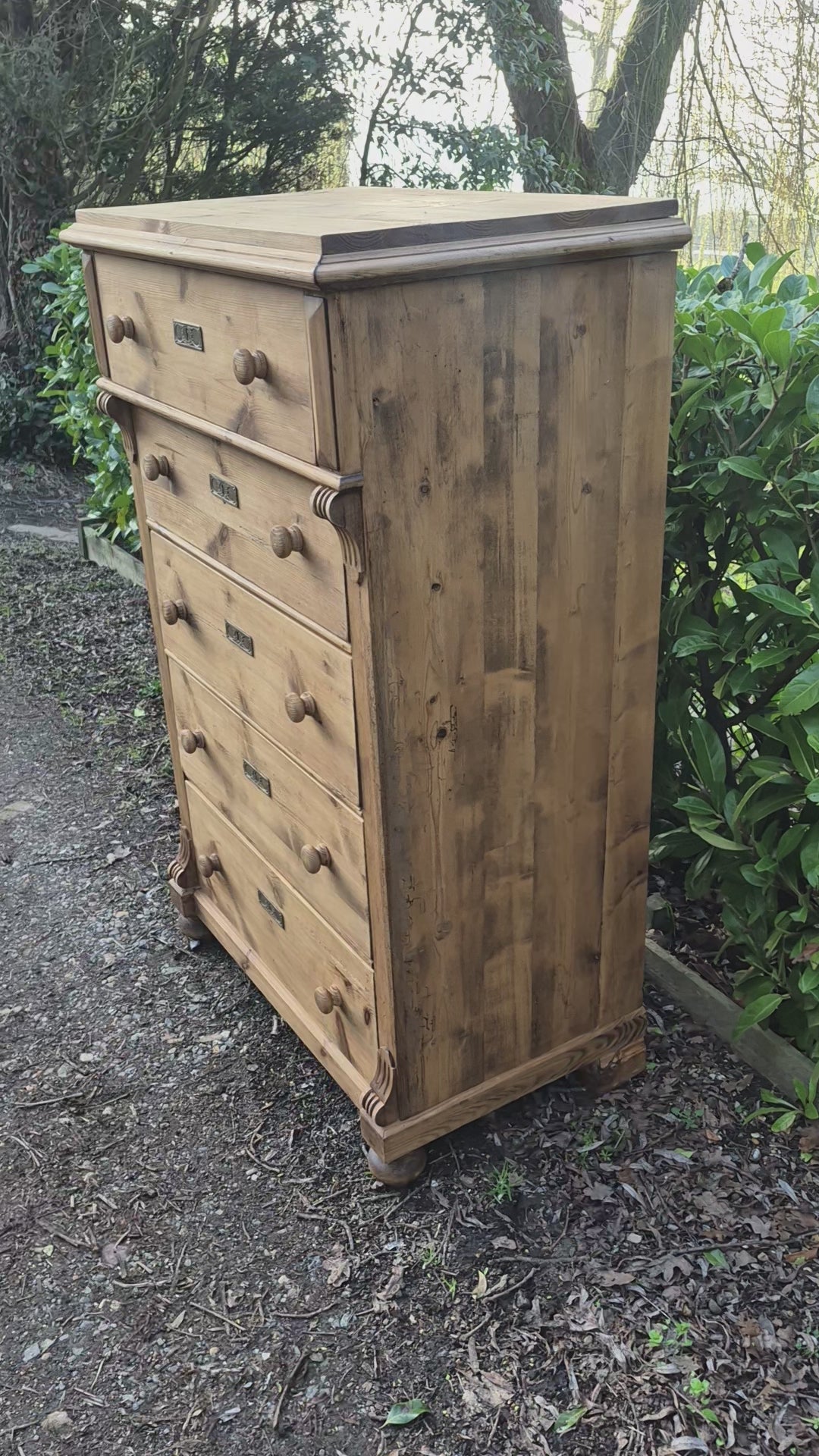 Tall Antique Pine Chest of Drawers