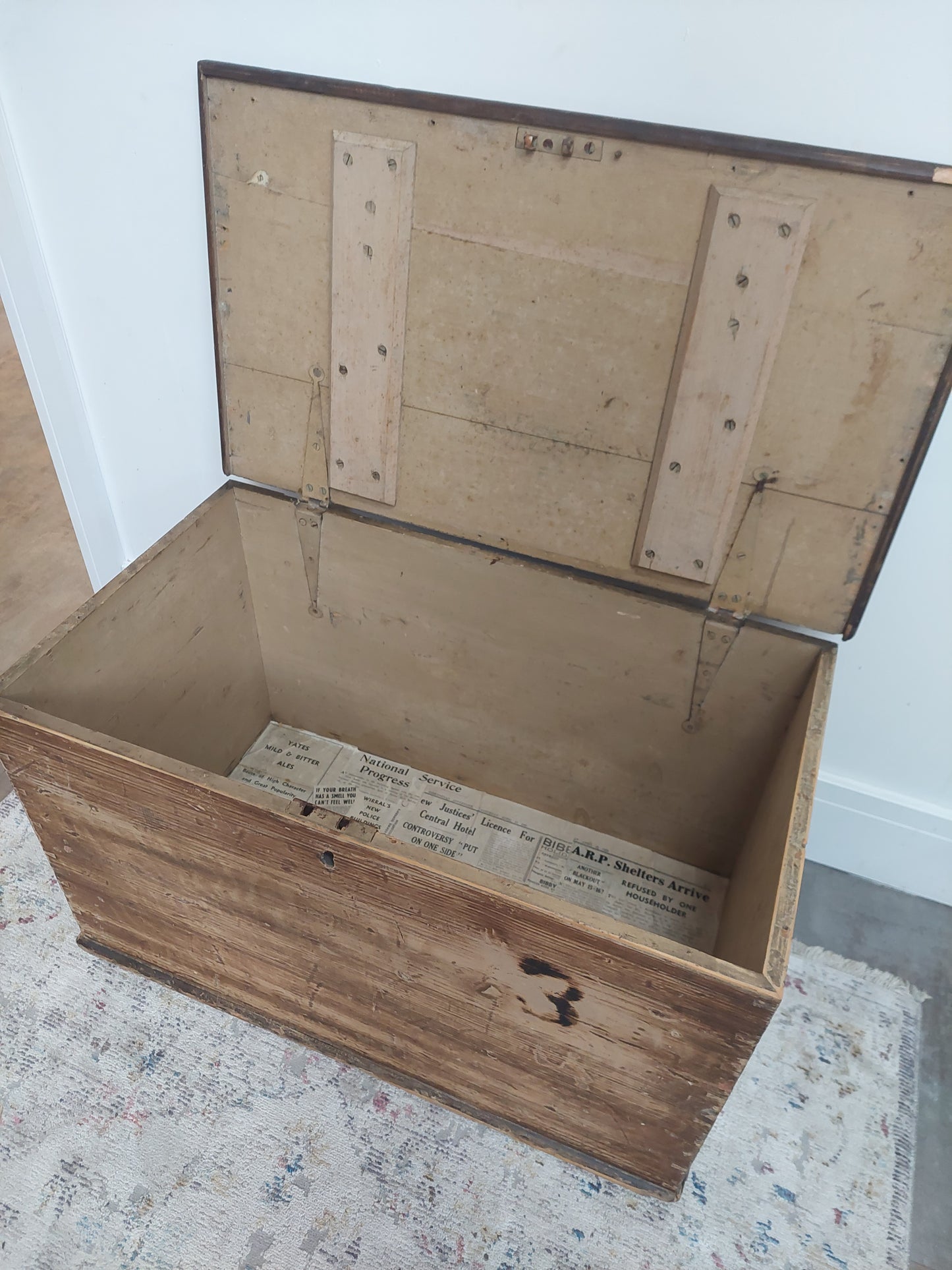 Antique Pine Blanket Storage Box dating back to 1930's