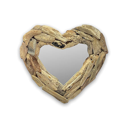 driftwood heart shaped mirror 