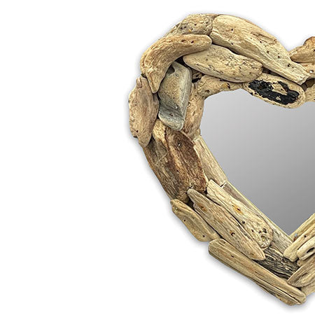 driftwood heart shaped mirror 