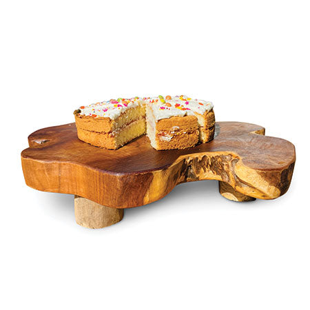 Wooden Root Serving Board with Feet for Cakes, Cheese, Dips
