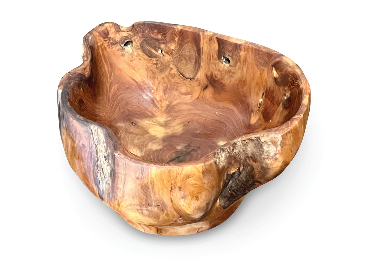 Hand made large root fruit bowl, high sided